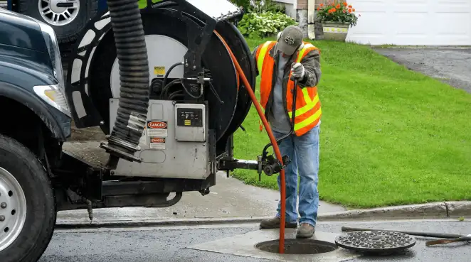 Technician using specialized drainage equipment for sewer line cleaning and foundation protection in Akron, OH